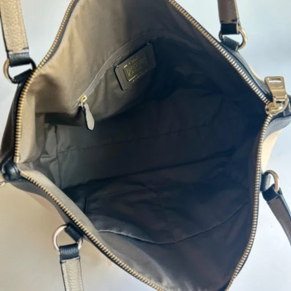 Coach Cream White Black Genuine Leather Tote - Picture 11 of 12